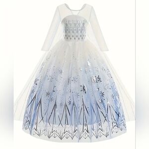 Sparkling Winter Princess Tutu Dress with Snowflake Pattern  - 9-10 Years